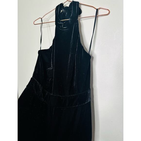 MISA Xander Black Satin Halter Sleeveless Wide Leg One Piece Jumpsuit Size XL - Picture 13 of 15